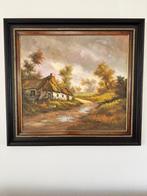 Zeer groot landschap schilderij prachtige zwarte lijst, Ophalen