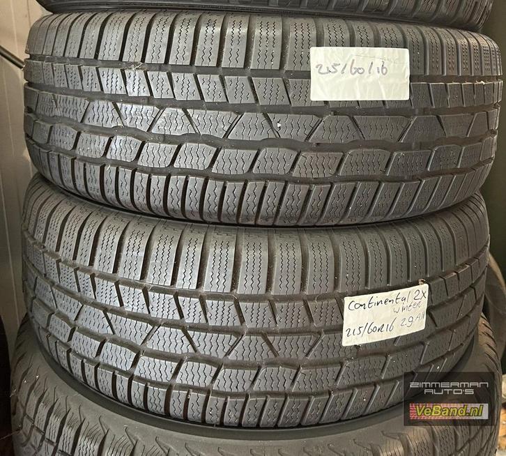 2x continental winterbanden 215-60-16, Auto-onderdelen, Banden en Velgen, Band(en), Winterbanden, 16 inch, 215 mm, Gebruikt, Ophalen