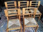 5 chaises bois vintage années 50 Pierre Cruege France, Bois, Cinq, Six Chaises ou plus, Enlèvement ou Envoi