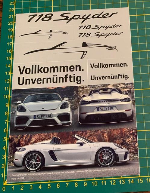 Stickerblad A5 Porsche 718 Spyder, Verzamelen, Stickers, Zo goed als nieuw, Ophalen of Verzenden