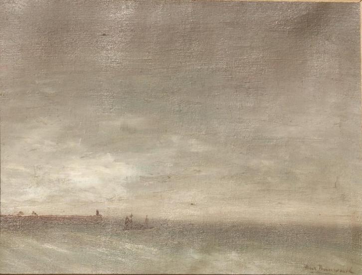 Door Boerewaard (1893-1972): Marine (O/D, 50 x 42 cm), Antiquités & Art, Art | Peinture | Classique, Enlèvement ou Envoi