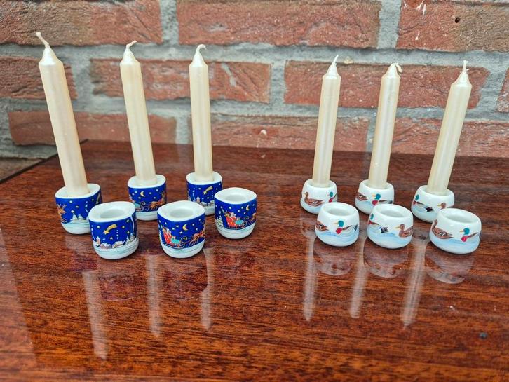 12 grappige mini-kaarshouders, Antiek en Kunst, Antiek | Kandelaars, Ophalen of Verzenden