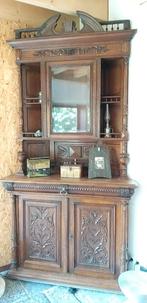 Beau Meuble tête de lion double corps en coin, Ophalen, Gebruikt, Eikenhout, 200 cm of meer