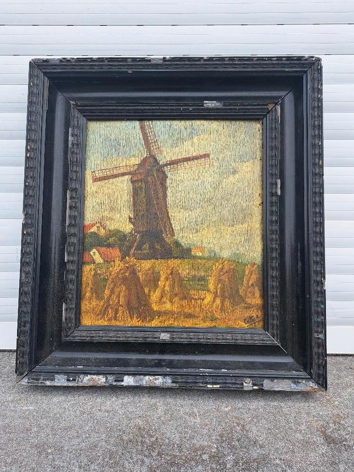 huile sur panneau moulin signe rene caty, Antiquités & Art, Art | Peinture | Classique, Enlèvement ou Envoi