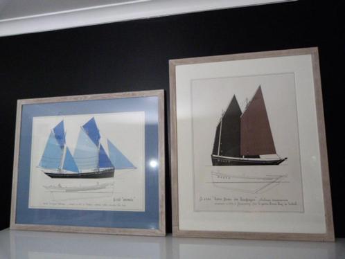 2 grote kaders met ontwerptekeningen van boten, Maison & Meubles, Accessoires pour la Maison | Peintures, Dessins & Photos, Utilisé