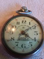 ZAKHORLOGE ROSKOPF met trein afbeelding in lederen zakje, Antiek en Kunst, Ophalen of Verzenden