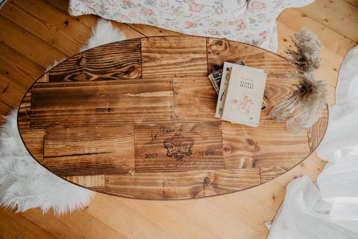 Handgemaakte oval salontafel, Huis en Inrichting, Tafels | Salontafels, Nieuw, Minder dan 50 cm, 50 tot 100 cm, 50 tot 100 cm