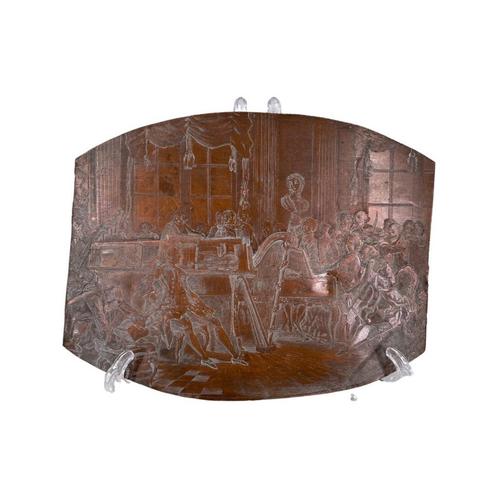 19e-eeuwse koperplaatinterieurscènegravure, Antiek en Kunst, Antiek | Brons en Koper, Koper, Ophalen of Verzenden