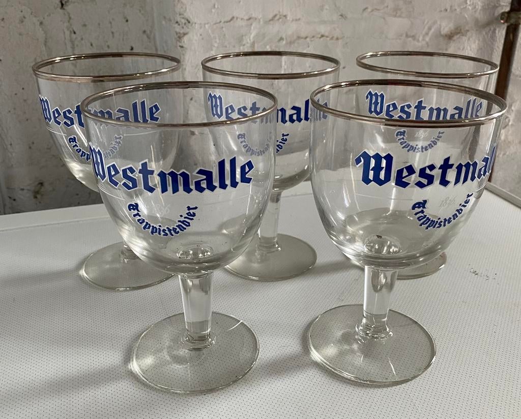 Lot de 5 verres de bière d’abbaye Westmalle, Collections, Marques de bière, Comme neuf