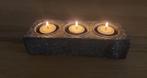 Photophore en pierre - pour 3 bougies chauffe-plat, Maison & Meubles, Autres matériaux, Chandelier, Utilisé, Autres couleurs