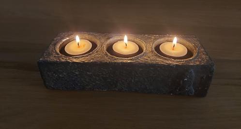 Photophore en pierre - pour 3 bougies chauffe-plat, Maison & Meubles, Accessoires pour la Maison | Bougeoirs & Bougies, Utilisé
