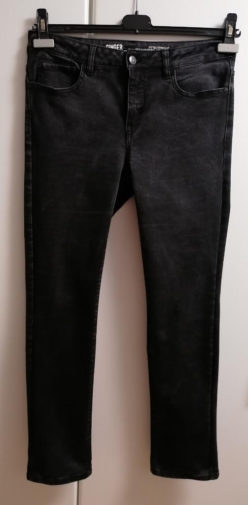 Zwart afgewassen jeansbroek ginger fitted straight, 38-32, Kleding | Dames, Spijkerbroeken en Jeans, Zo goed als nieuw, Zwart