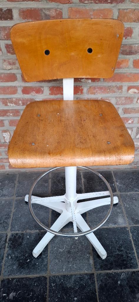 Vintage industriële architectenstoel/tekenstoel, Antiek en Kunst, Curiosa en Brocante, Ophalen