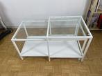 Set van 2 IKEA VITTSJÖ wit salontafels - glas, Huis en Inrichting, Ophalen, 50 tot 100 cm, 50 tot 75 cm, 50 tot 100 cm