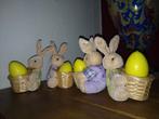 Set de 4 très mignons lapins peluches avec petit panier+oeuf, Maison & Meubles, Accessoires pour la Maison | Vases, Jaune, Enlèvement ou Envoi