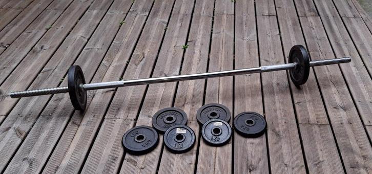 HALTER VOOR KRACHTTRAINING + GEWICHTEN, Sport en Fitness, Fitnessmaterialen, Gebruikt, Dumbbell, Armen, Benen, Borst, Buik, Rug