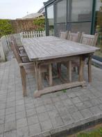 tuintafel met stoelen, Tuin en Terras, Tuintafels, Ophalen, Gebruikt, Rechthoekig, Teakhout