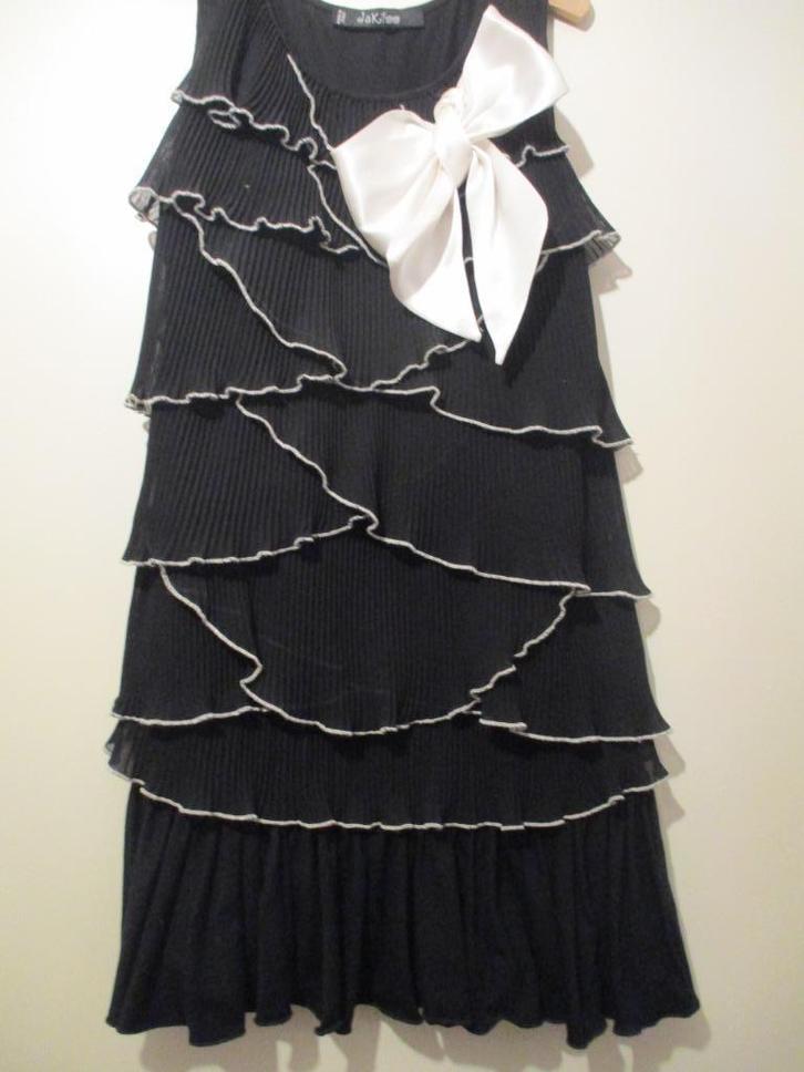 zwarte jurk met witte strik monnalisa maat 116, Kinderen en Baby's, Kinderkleding | Maat 116, Ophalen of Verzenden