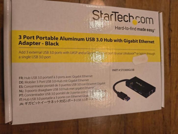 3-poorts draagbare USB 3.0-hub plus Ethernet, Informatique & Logiciels, Pc & Câble réseau, Neuf, Enlèvement ou Envoi