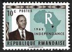 Postzegel Rwanda 1962 Onafhankelijkheid, Postzegels en Munten, Postzegels | Afrika, Ophalen of Verzenden, Overige landen, Postfris