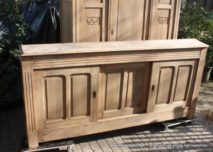 Retro vintage antieke oude eiken toogkast glazenkast café, Verzamelen, Retro, Verzenden