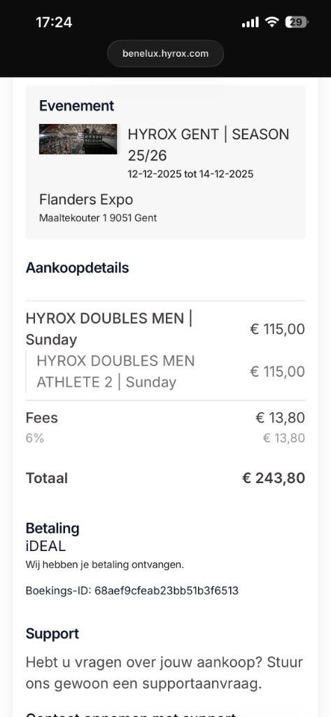 PRIJS VERLAAGD! Hyrox Gent dubbel men ticket, Tickets en Kaartjes, Recreatie | Pretparken en Attractieparken, Twee personen