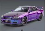 DieCast metalen model auto Nissan GTR R34 (1:24), Ophalen of Verzenden, Nieuw, Auto