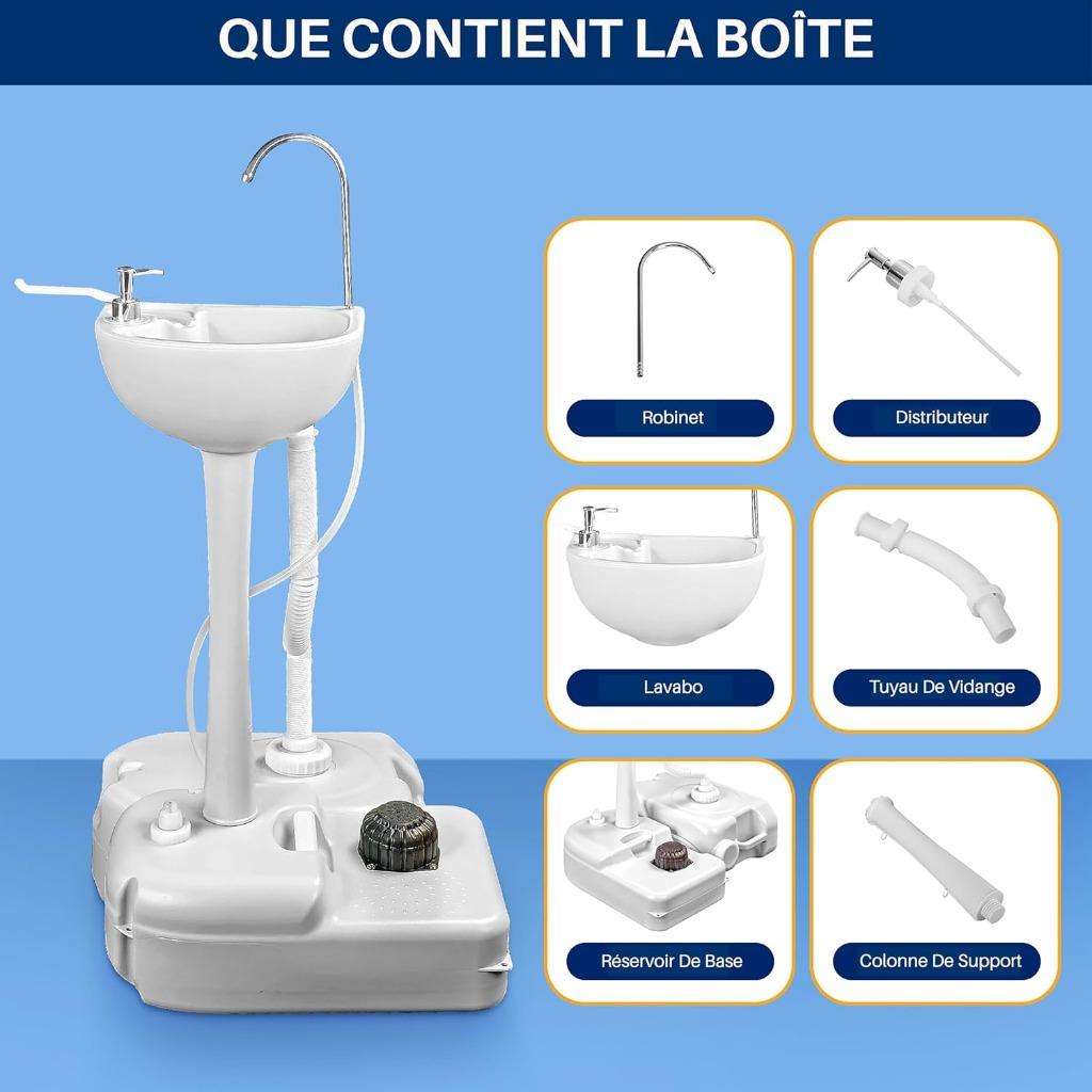 Évier de camping portable avec réservoir d'eau propre | Nou, Neuf, -, -, Serenelife