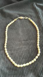 Echte zoete parelsketting met zilver sluiting, Handtassen en Accessoires, Kettingen, Ophalen, Zo goed als nieuw, Zilver