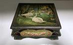 Vintage blikken doos met zwanen en andere vogels, Ophalen of Verzenden, Gebruikt, Koek(jes), Overige merken