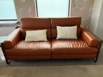 Lederen salon in prachtig camel bruin, 2 losse zetels, 200 à 250 cm, Banc droit, Comme neuf, Enlèvement