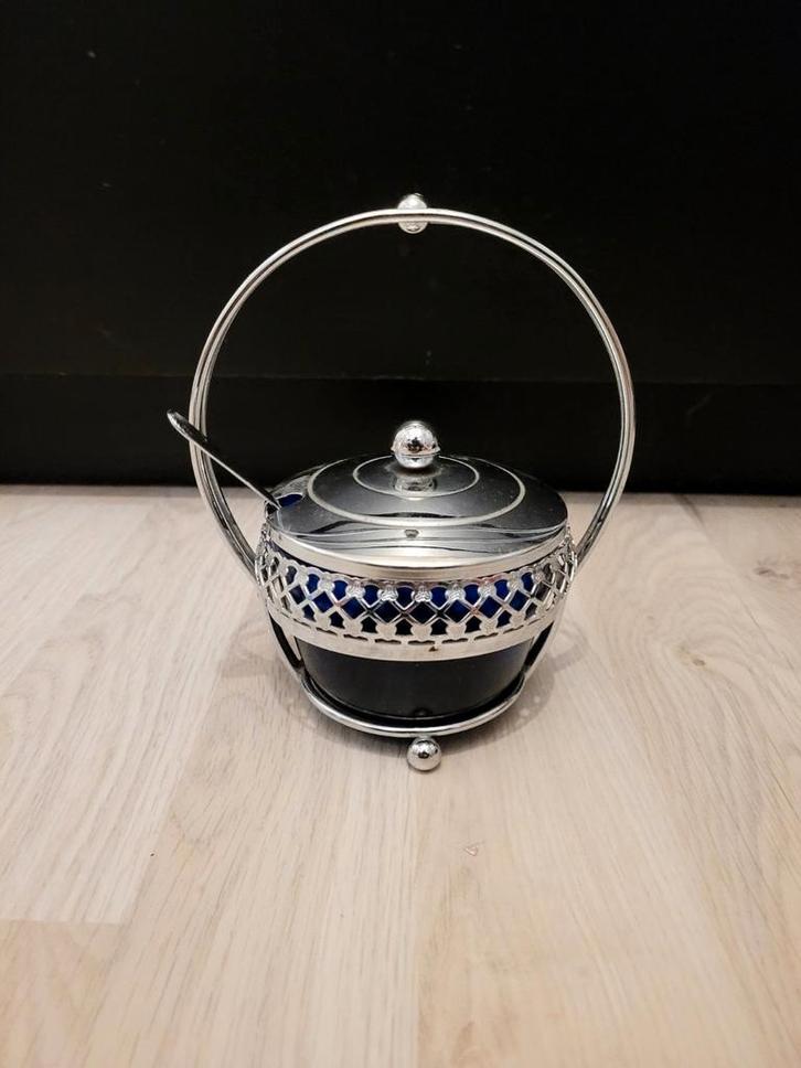 Engelse botervlootje metaal, Huis en Inrichting, Keuken | Servies, Zo goed als nieuw, Glas, Ophalen of Verzenden