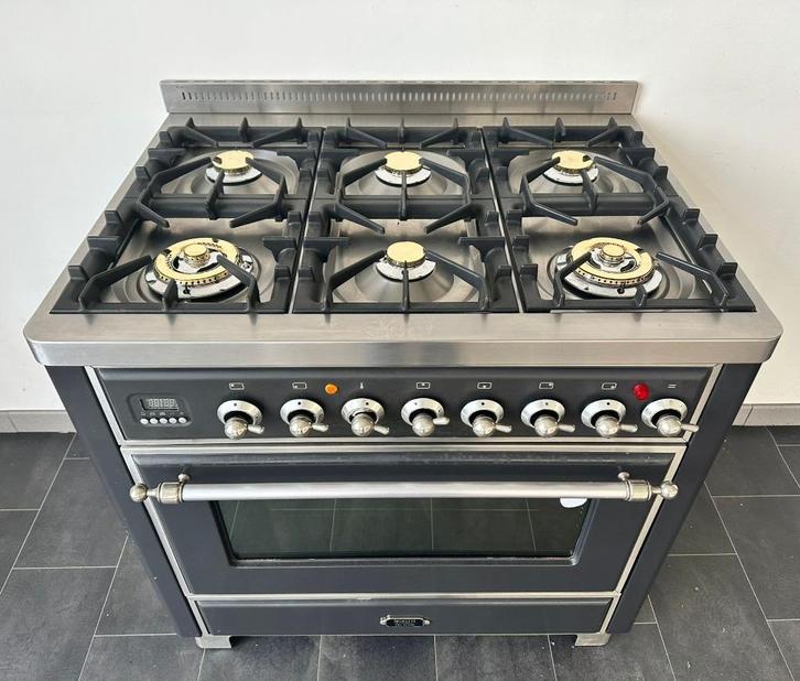 ❗Luxe Fornuis Boretti Majestic 90 cm antraciet rvs 6 pits, Elektronische apparatuur, Fornuizen, Zo goed als nieuw, Vrijstaand