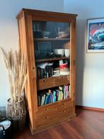 Teakhouten vitrinekast in prima staat., Teck, Avec tablette(s), Comme neuf, 100 à 150 cm