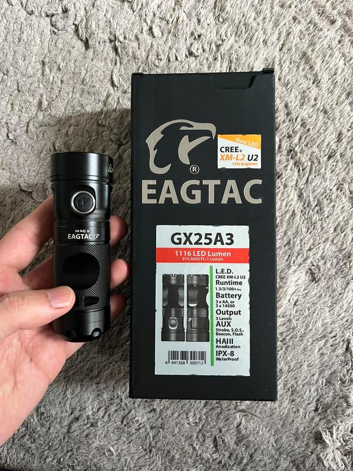EagTac GX25A3 - Premium zaklamp - Amerikaans - ZGAN, Caravans en Kamperen, Zaklampen, Zo goed als nieuw, Ophalen of Verzenden