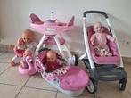 5 babypoppen met buggy met draagmand en dubbele eetstoel, Kinderen en Baby's, Speelgoed | Poppen, Ophalen, Gebruikt, Babypop