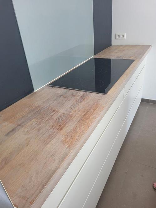 Werkblad eik keuken 2m55 x 60 incl uitsparing kookplaat 85cm, Huis en Inrichting, Keuken | Keukenelementen, Gebruikt, Ophalen