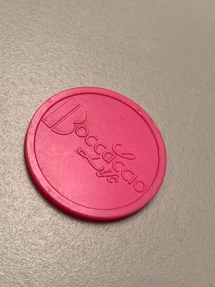 Boccaccio Life roze plastic drankbon - verzamelen, Collections, Musique, Artistes & Célébrités, Enlèvement ou Envoi