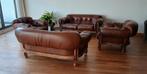Lederen salon, 4-delige salonset in zeer goede vintage staat, Huis en Inrichting, Ophalen
