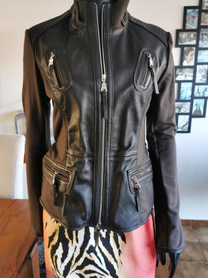 Arma, leren/stoffen jasje, maat 42, Kleding | Dames, Jasjes, Kostuums en Pakken, Nieuw, Jasje, Maat 42/44 (L), Bruin, Verzenden