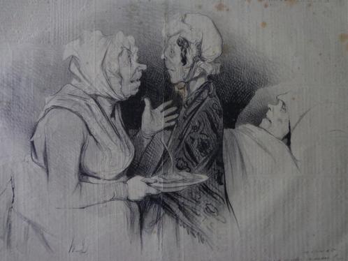 litho Honoré Daumier Croquis d'Expressions Charivari 1838, Antiquités & Art, Art | Lithographies & Sérigraphies, Enlèvement ou Envoi