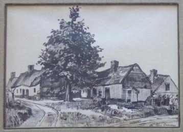 EDMOND VAN DOOREN / HUISJES / ORIGINEEL WERK / 38x47cm KADER beschikbaar voor biedingen