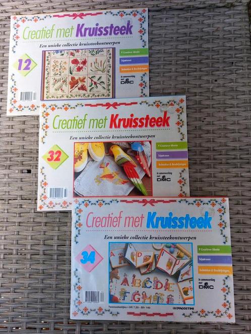 3x Creatief met kruissteek Kruissteekontwerpen 1994/1995, Hobby en Vrije tijd, Borduren en Borduurmachines, Zo goed als nieuw