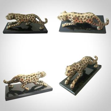 Panthère en bronze sur marbre noir., Enlèvement ou Envoi, Comme neuf, Animal
