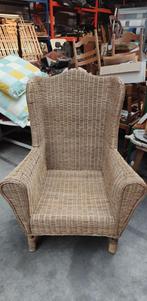 zetel in rotan met of zonder kussens, Huis en Inrichting, Fauteuils, Ophalen, Gebruikt, Minder dan 75 cm, 75 tot 100 cm