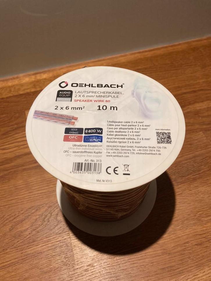Oehlbach  Speaker  Wire  60 (2x6 mm²)  10m, Audio, Tv en Foto, Audiokabels en Televisiekabels, Nieuw, Luidsprekerkabel, Ophalen