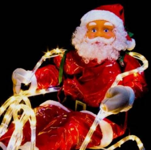 Kerstman, Rendier En Slee Met Kerstman & Ledverlichting W/W, Diversen, Kerst, Nieuw, Ophalen of Verzenden