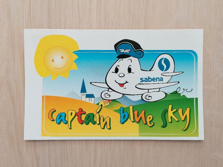 Sabena Sticker #15 Captain Blue Sky Lady Steenokkerzeel B737, Verzamelen, Stickers, Nieuw, Strip of Tekenfilm, Ophalen of Verzenden