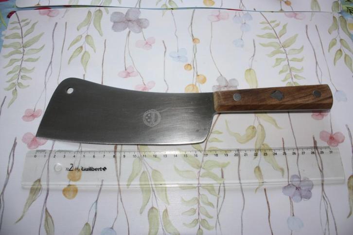 Mooie slagersbijl + vintage slijpstok, Antiek en Kunst, Antiek | Keukengerei, Ophalen of Verzenden