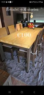 Tafel + 6 stoelen, dressoire en salontafel, 50 tot 100 cm, 150 tot 200 cm, Rechthoekig, Zo goed als nieuw